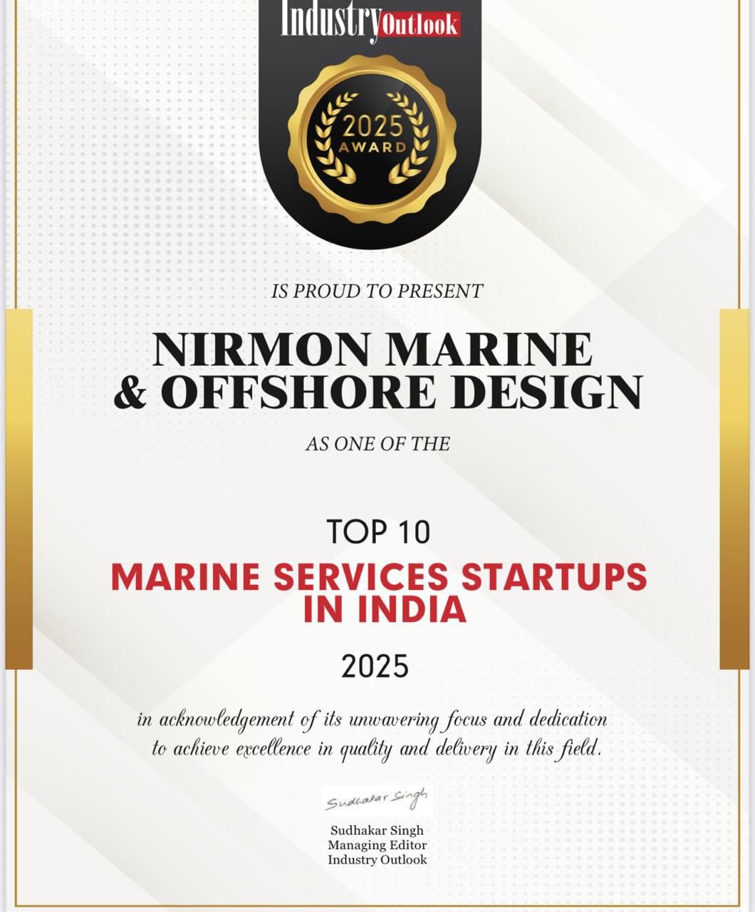 Industry Outlook Award 2025 Top 10 Marine Services Startups in India